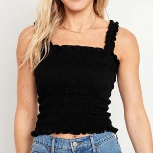 NWT Fitted Smocked Tank Top Medium Black Jack